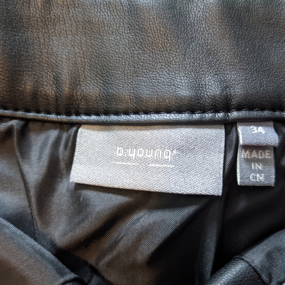 b.young Vegan Leather A line Midi Skirt UK 34 - Picture 2 of 4